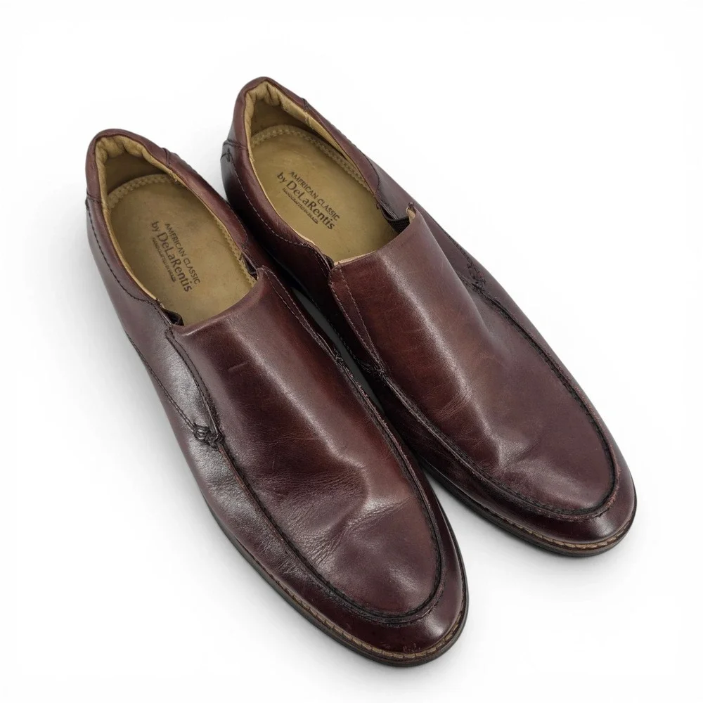 DeLaRentis American‎ Classic Mens 10 Brown Leather Slip On Loafers Brazil